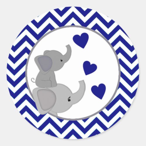 Boy Navy Elephant Baby Shower Stickers Chev 366_03