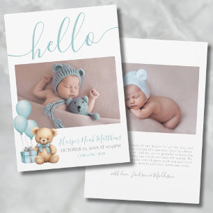 Boy Newborn Birth Photo Baby Announcement