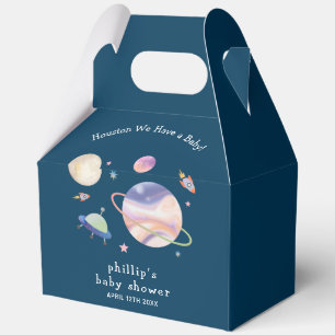 Boy Night Green Galaxy Space Moon Star Baby Shower Favor Boxes