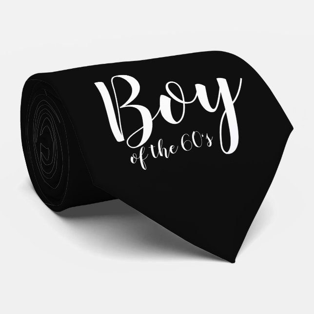 Boy of the Sixties 1960s Typography Black White Neck Tie (Rolled)