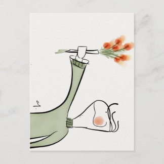 Boy ofering flowers postcard