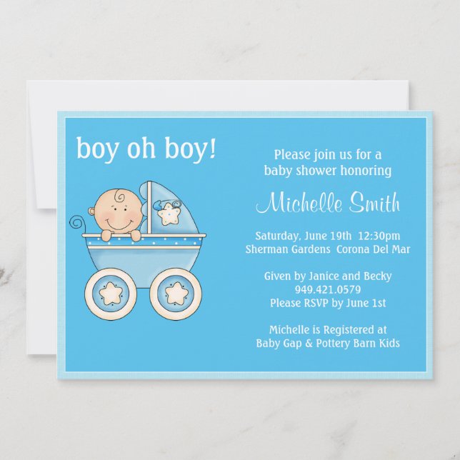 Boy oh Boy Baby Shower Invitation (Front)
