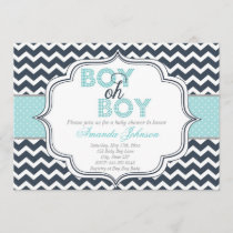 Boy Oh Boy Chic Chevron Baby Shower Invitation