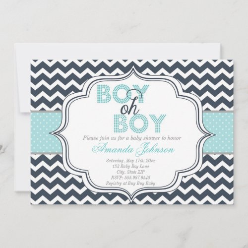 Boy Oh Boy Chic Chevron Baby Shower Invitation