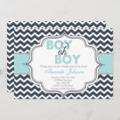 Boy Oh Boy Chic Chevron Baby Shower Invitation (Front/Back)