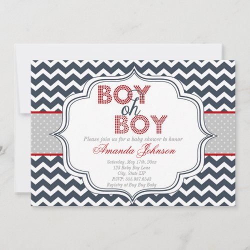 Boy Oh Boy Chic Chevron Baby Shower Invitation