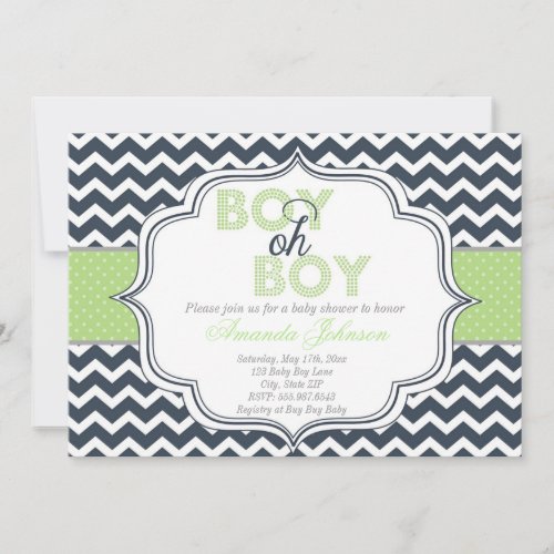 Boy Oh Boy Chic Chevron Baby Shower Invitation