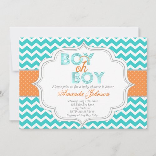 Boy Oh Boy Chic Chevron Baby Shower Invitation
