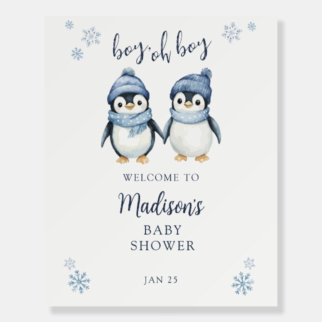 boy oh boy winter baby shower foam board (Front)