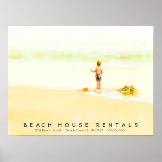 Boy on a Beach Watercolor Poster
