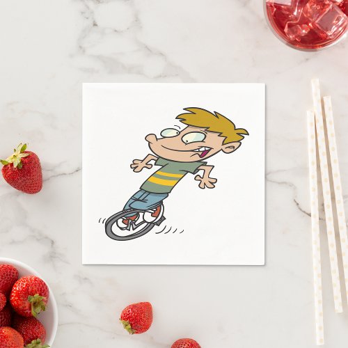 Boy On A Unicycle Paper Napkins