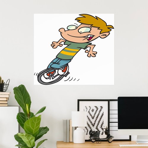Boy On A Unicycle Poster