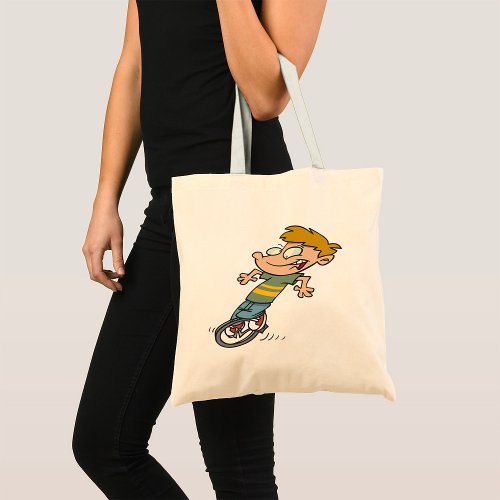 Boy On A Unicycle Tote Bag