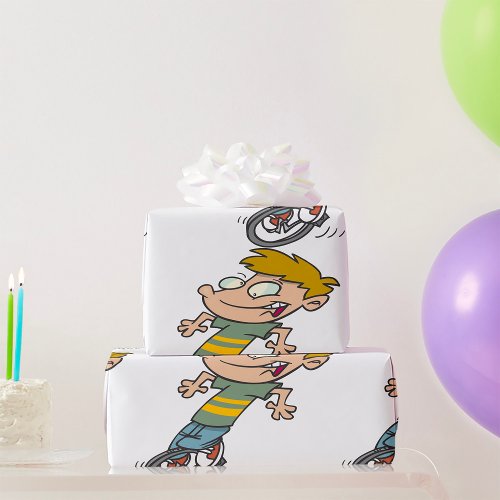 Boy On A Unicycle Wrapping Paper