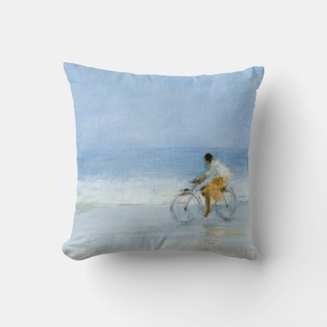 Boy on Bicycle  2 Throw Pillow (Front)