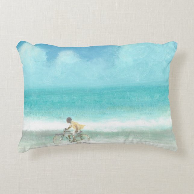 Boy on Bicycle  3 Decorative Pillow (Front)