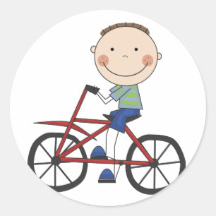 Boy on Bicycle Tshirts and Gifts Classic Round Sticker