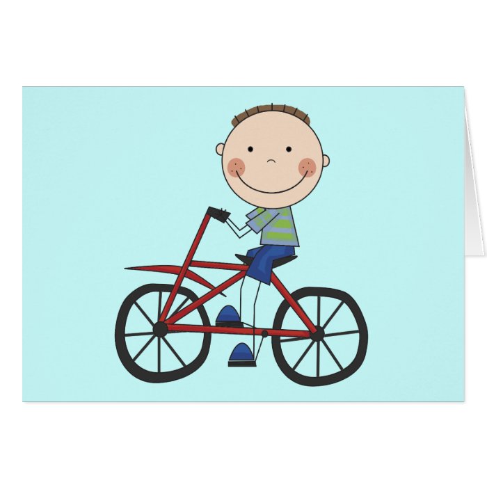 Boy on Bicycle Tshirts and Gifts Greeting Cards