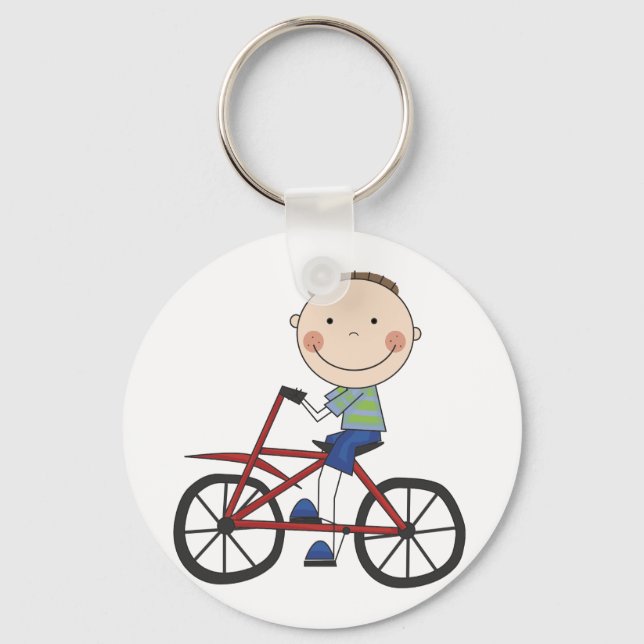 Boy on Bicycle Tshirts and Gifts Keychain (Front)