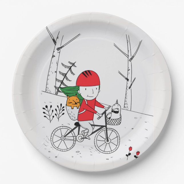 Boy on Bike Paper Plates (Front)