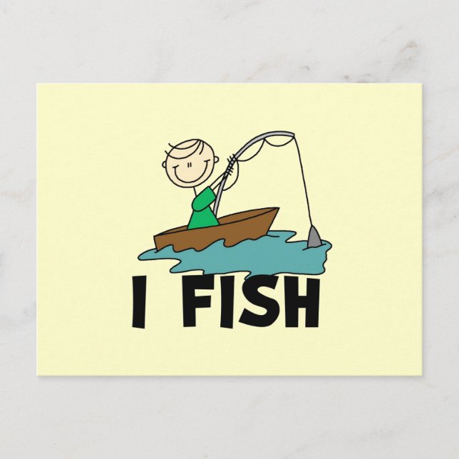 Boy on Boat I Fish Tshirts and Gifts Postcard (Front)