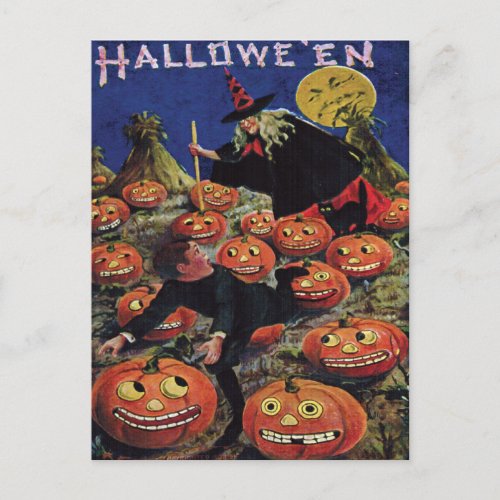 Boy on Halloween Run Postcard