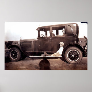 Boy on Running Board of CAR Poster