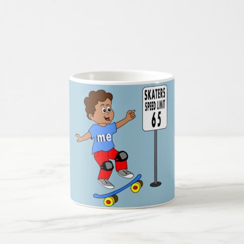 boy on skateboard skater speed limit 65 coffee mug