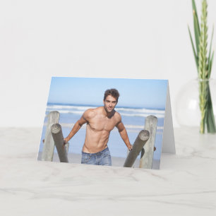 Boy on the Beach Hot Guy Greetings Card
