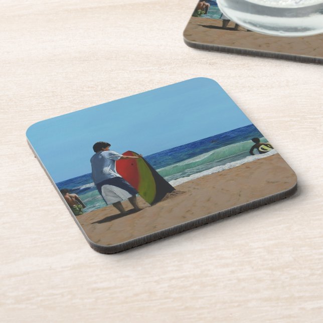 Boy on the Beach Plastic Coasters (Left Side)