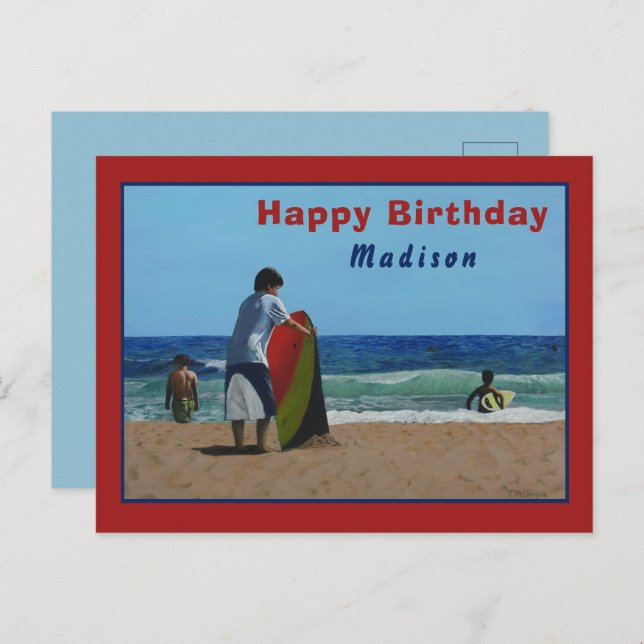 Boy on The Beach Postcard - Personalized Option (Front/Back)