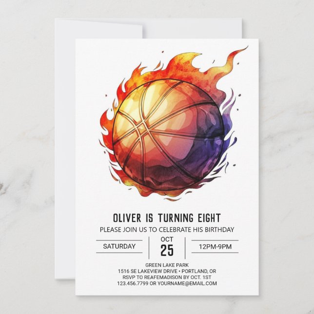  Boy Online Custom Basketball Birthday Invitation (Front)