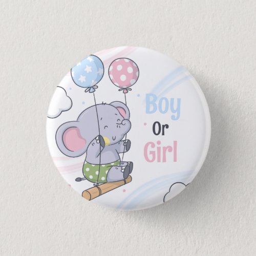 Boy Or A Girl Cute Elephant Gender Reveal  Button