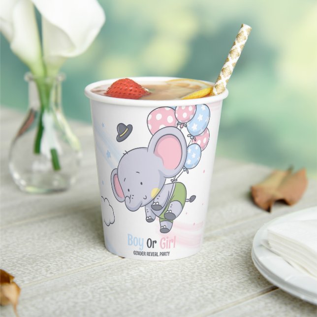 Boy Or A Girl Cute Elephant Gender Reveal  Paper Cups (Insitu)