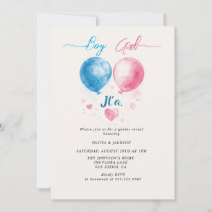 Boy or Girl and balloons Gender Reveal Party Invitation