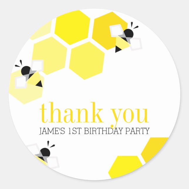 boy or girl ANY AGE bee BIRTHDAY PARTY favor Classic Round Sticker (Front)