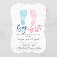 Boy or Girl Baby feet Gender Reveal Invitation