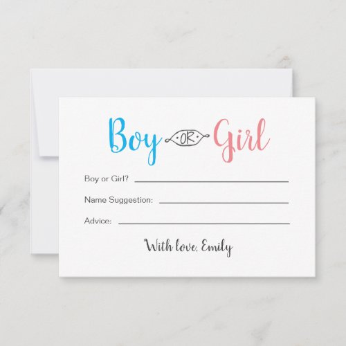 Boy or Girl Baby Gender Reveal Card