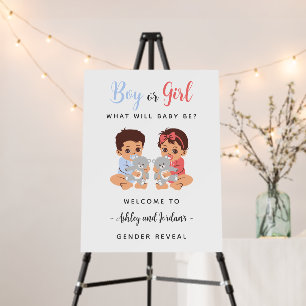 Boy or Girl Baby Gender Reveal Entry Welcome Sign