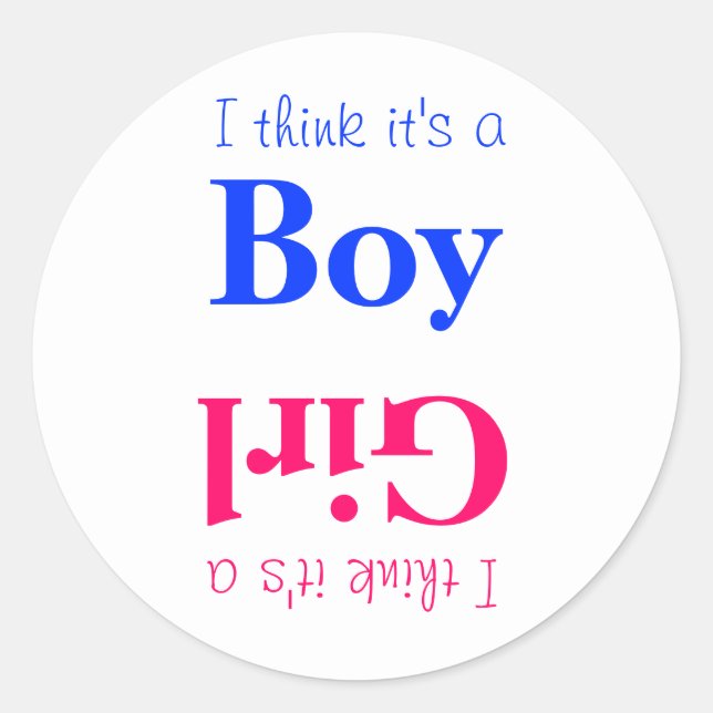 Boy or Girl Baby Gender Reveal Game Sticker (Front)