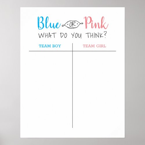 Boy or Girl Baby Gender Reveal Guess Poster