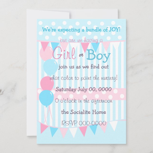 Boy or Girl Baby Reveal Party Invitation (Front)