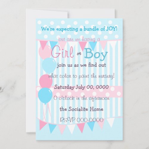 Boy or Girl Baby Reveal Party Invitation