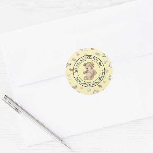 Boy or Girl Baby Shower Invite Envelope 20 Classic Round Sticker