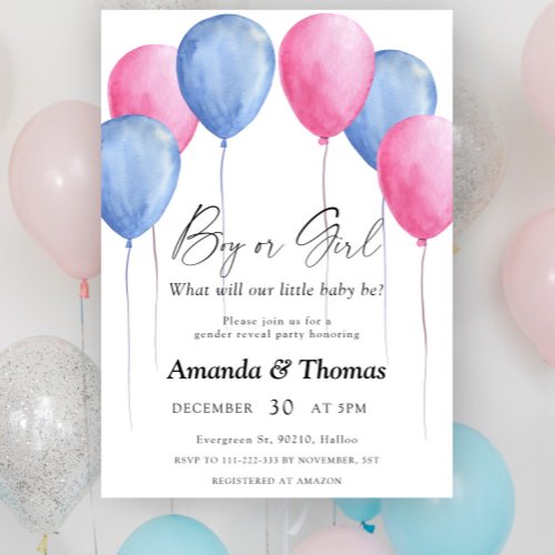 Boy or girl _ Balloons _ gender reveal Invitation