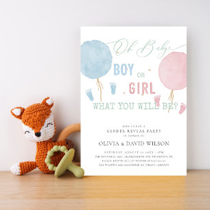 Boy or Girl Balloons Gender Reveal Party Invitation