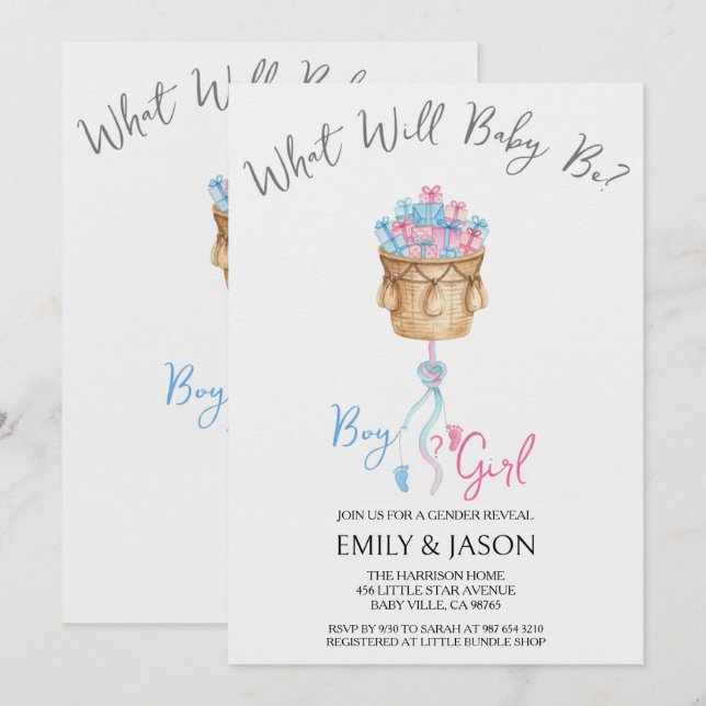 Boy Or Girl Blue Or Pink Gender Reveal Invitation (Front/Back)