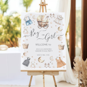 Boy Or Girl Clothes Boho Gender Reveal Welcome Foam Board