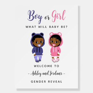 Boy or Girl Cool Baby Hoodie Gender Reveal Sign
