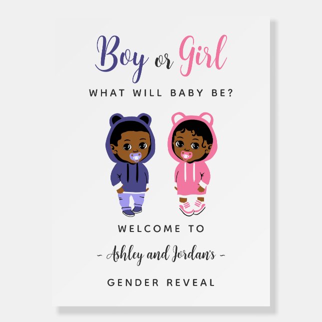 Boy or Girl Cool Baby Hoodie Gender Reveal Sign (Front)